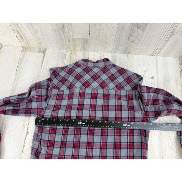 J Crew Boy Fit Plaid Flannel Button Down Shirt Gray Red Size 6 - Picture 10 of 10